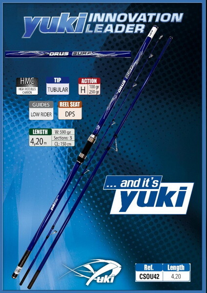 YUKI ORUS SURF Surfcasting Fishing Rod Carbon 3 pieces 4.20m 100-250gr