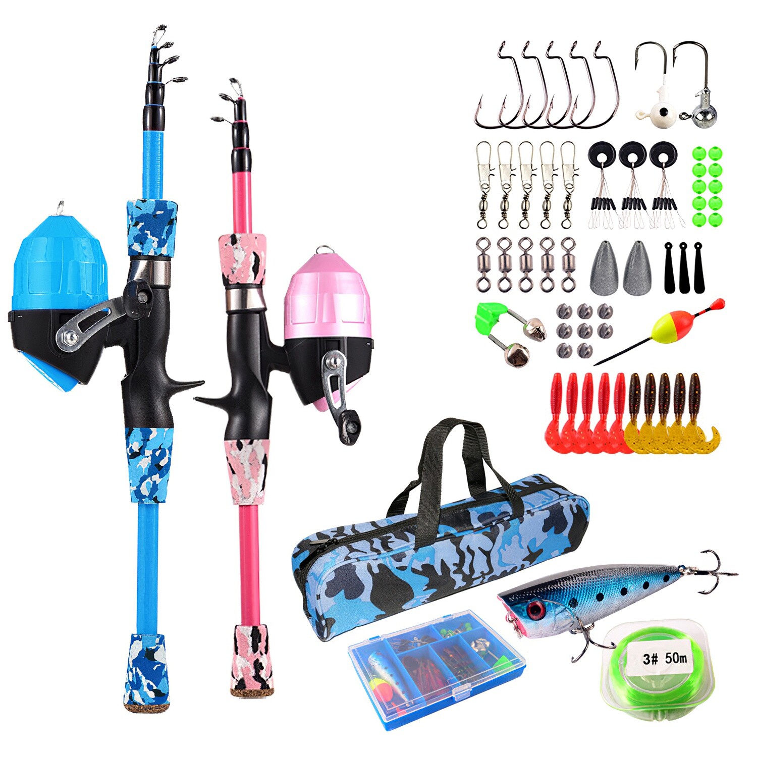 4ft/5ft Kids Fishing Pole Kit Fishing Telescopic Fishing Rod & Reel Combo Toys