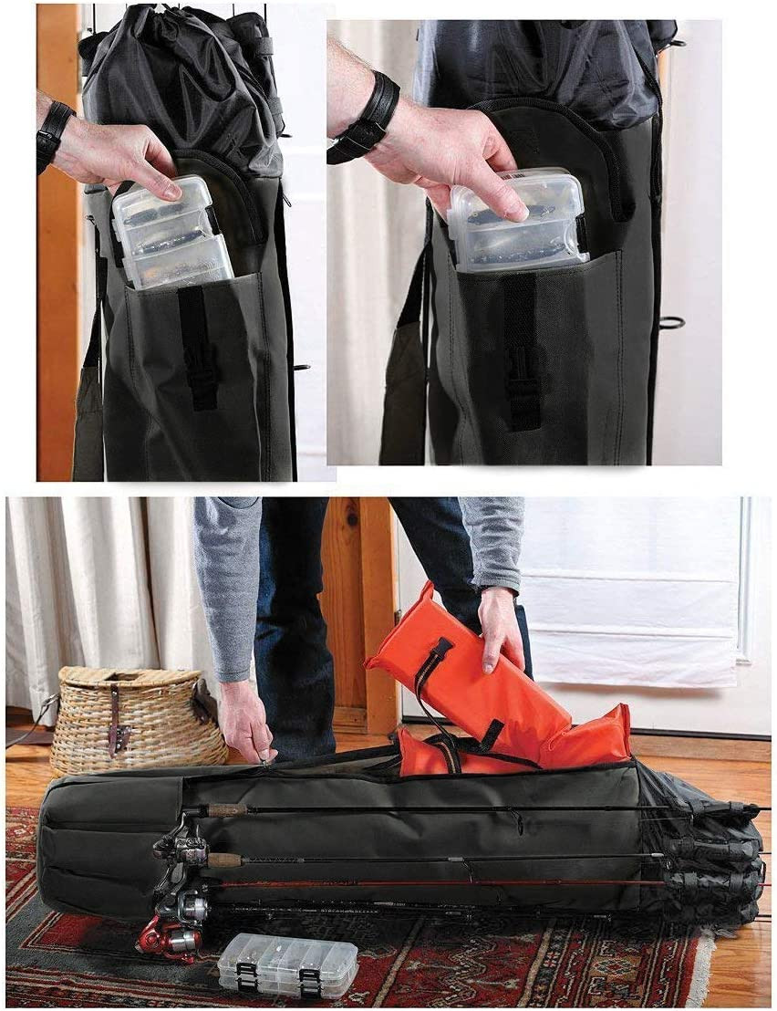 Durable Canvas Fishing Rod & Reel Organizer Bag Travel Carry Case Bag- Holds 5 P