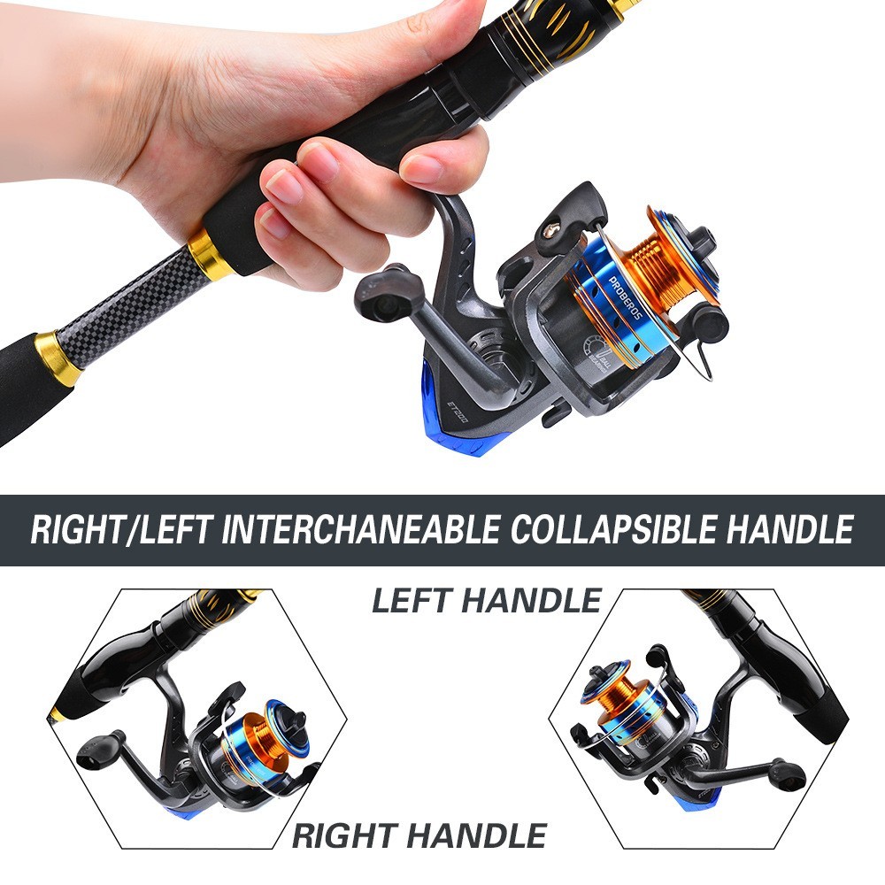 39Pcs Telescopic Fishing Rod Reel Line LureCombo Set Casting Rod Spinning Reel