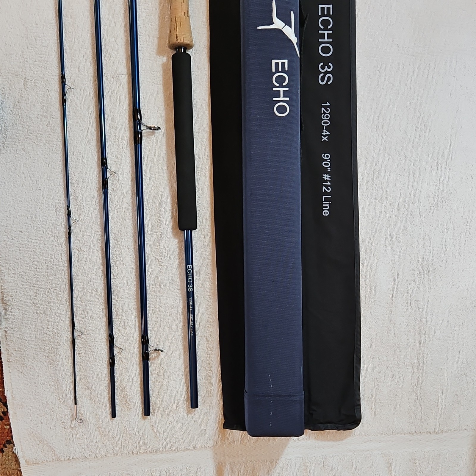 ECHO 3S 1290-4X Fly Rod 9ft 12wt 4pc Fast Graphite w/ Tube Sock