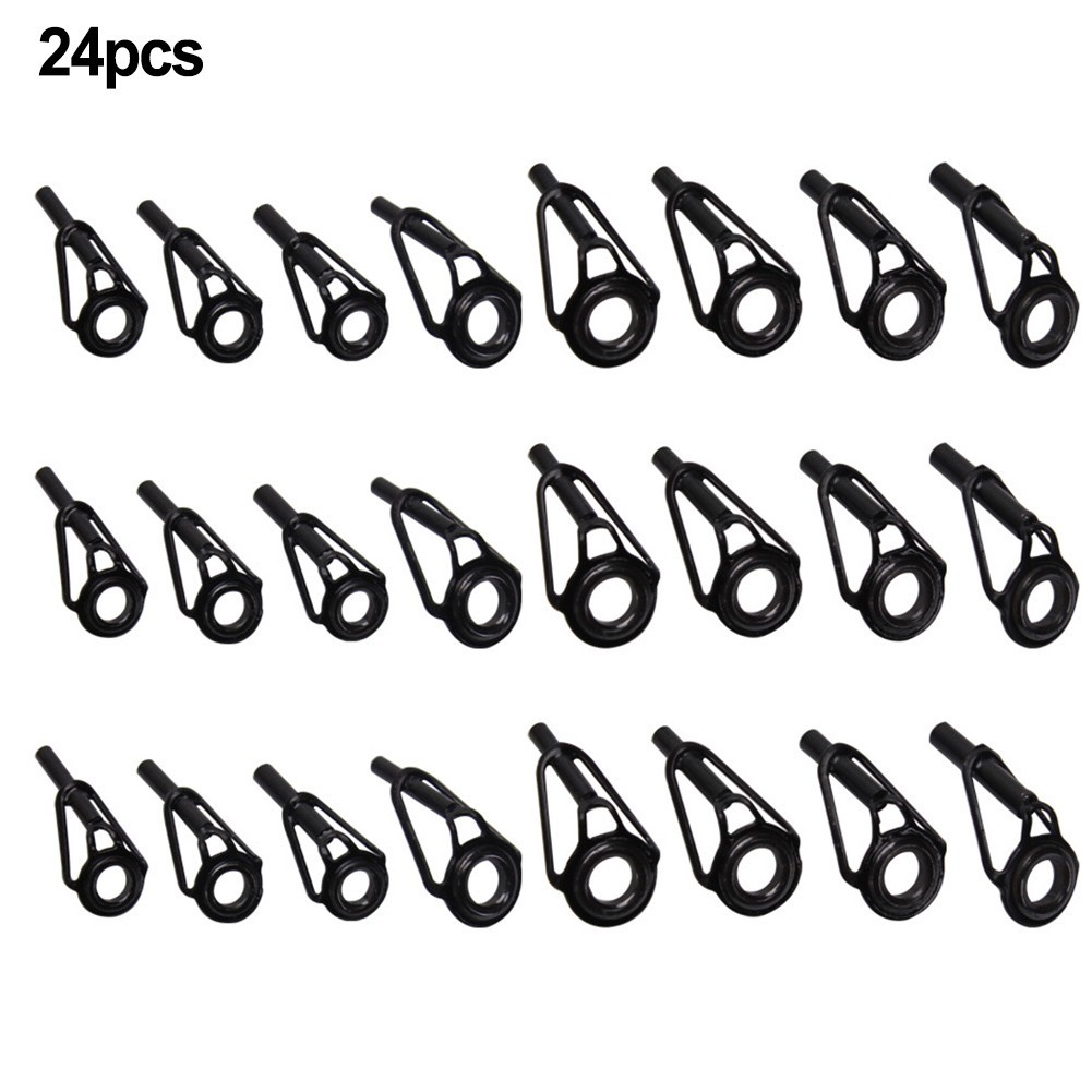 96g 10*8*3cm Fishing Guide Tips Tips Mixed Size Black Guides Line Rings