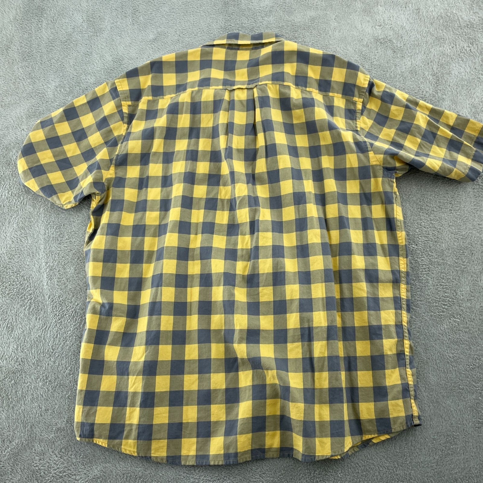 Orvis Mens Yellow & Gray Plaid Short Sleeve Shirt XL Active Fit 4501