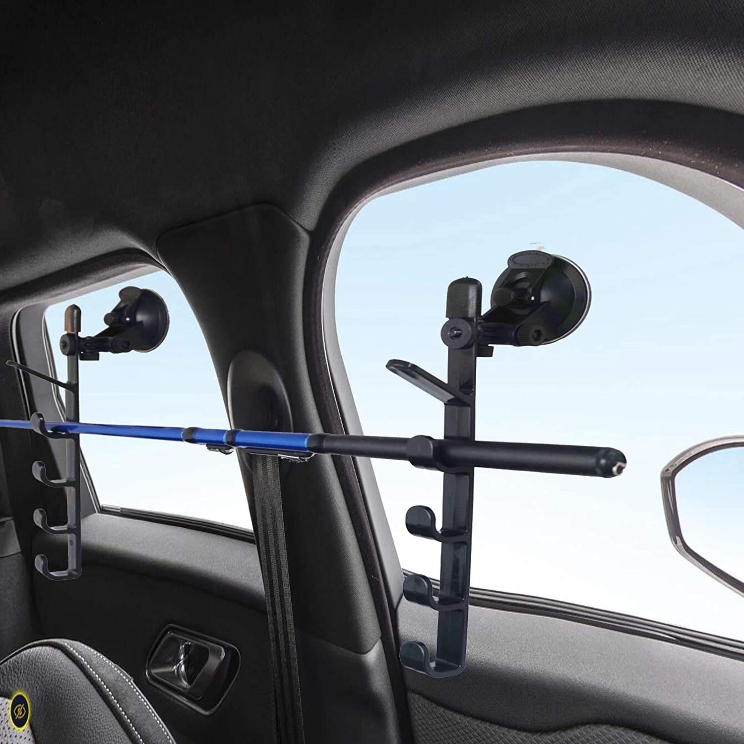 Adjustable Fishing Pole Rack & Holder – Vehicle & Boat Storage for Car, Black