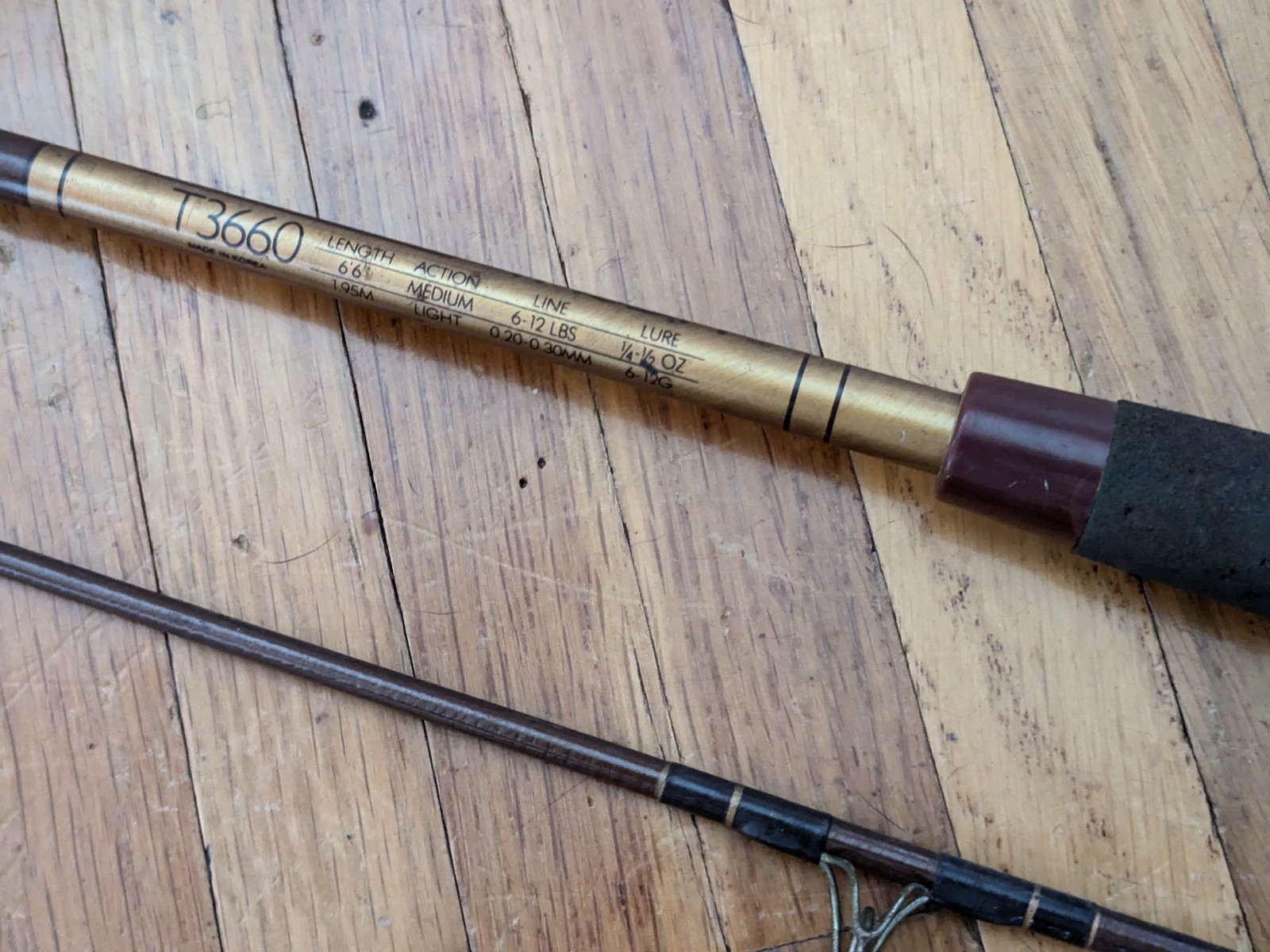 PFLUEGER 2 Piece Trusty Rod T3660 6’6″ Medium Light 6-12lbs 1/4-1/2 oz Korea