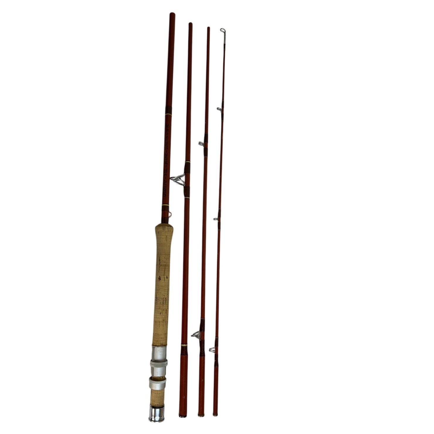 Vintage 1980s H.L. Leonard LFS470 7′ Fiberglass Spinning Fishing Rod #6 4Pc USA