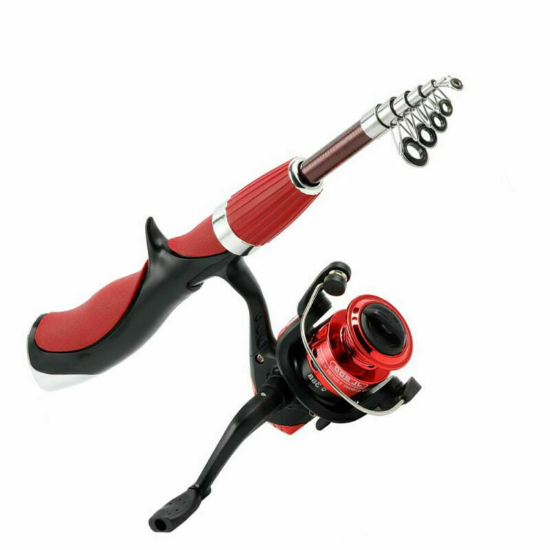 Strong Carbon Fiber Telescopic Fishing Rod Reel Sea Travel Spinning Pole 5.2:1