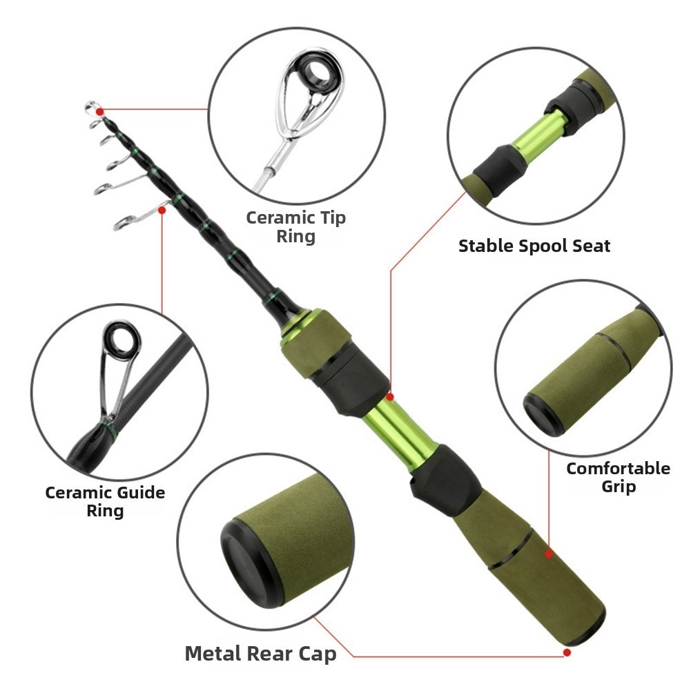 Carbon Fishing Rod 2-Piece for Freshwater For Trout Bass Stream Use 180cm