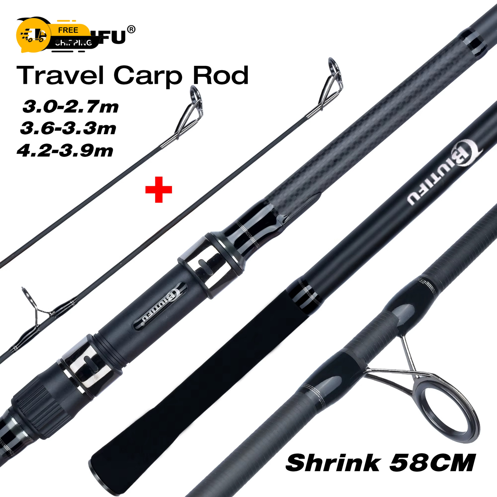 Biutifu 2tips Carp Fishing Rod 3.5lb 7sections 4.2/3.6/3.0m 30t Carbon Fiber Tra