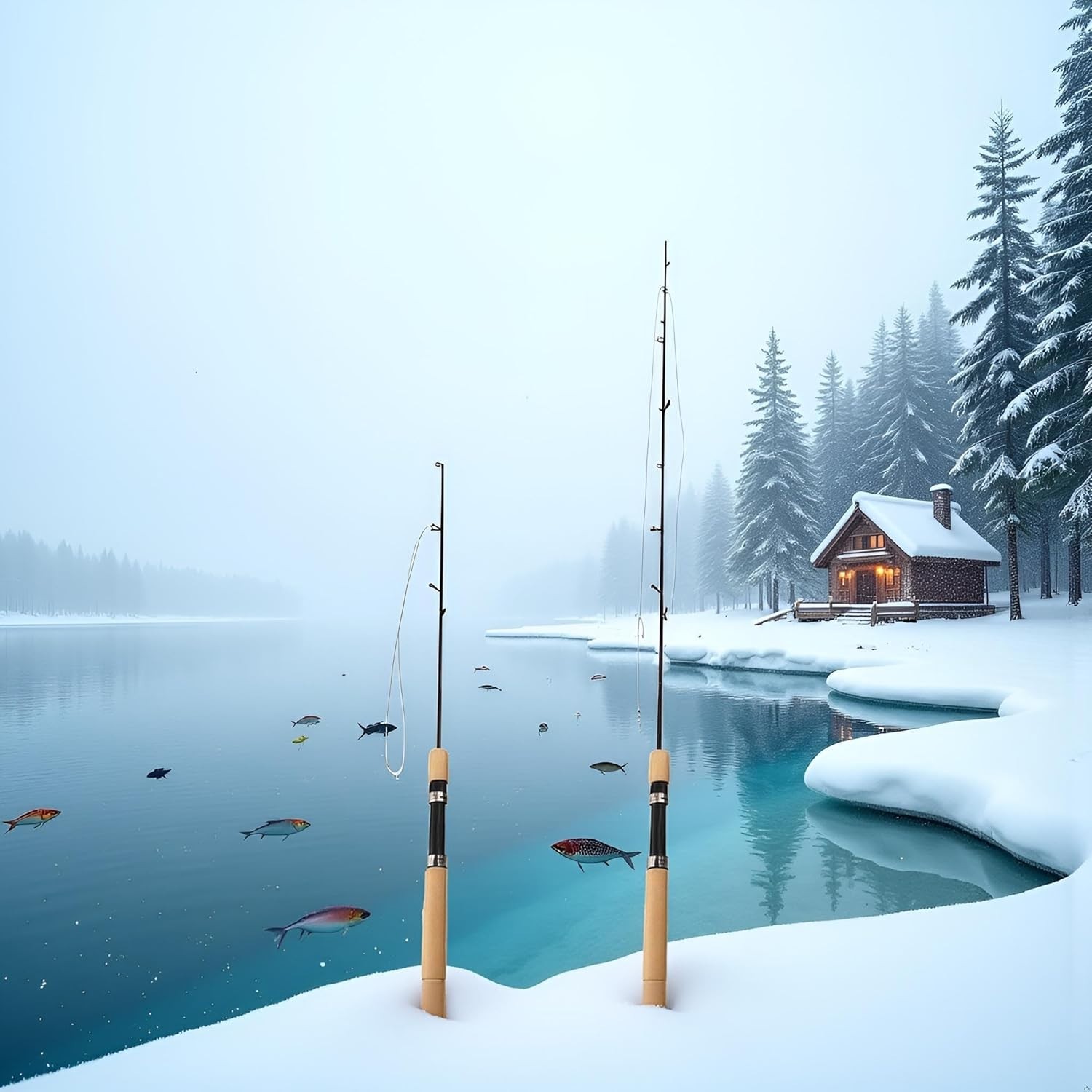 2Pcs LCE Fishing Rod, Fishing Rods Ice Fishing Rods Pen Pole Lures Fishing Ta…