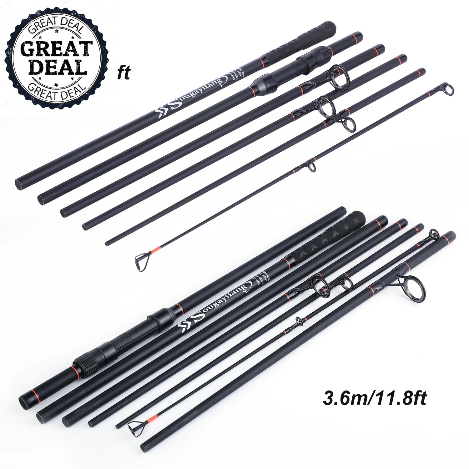 Carp Fishing Rod Feeder Hard Carbon Fiber Travel Fishing Pole Spinning Grip NEWW