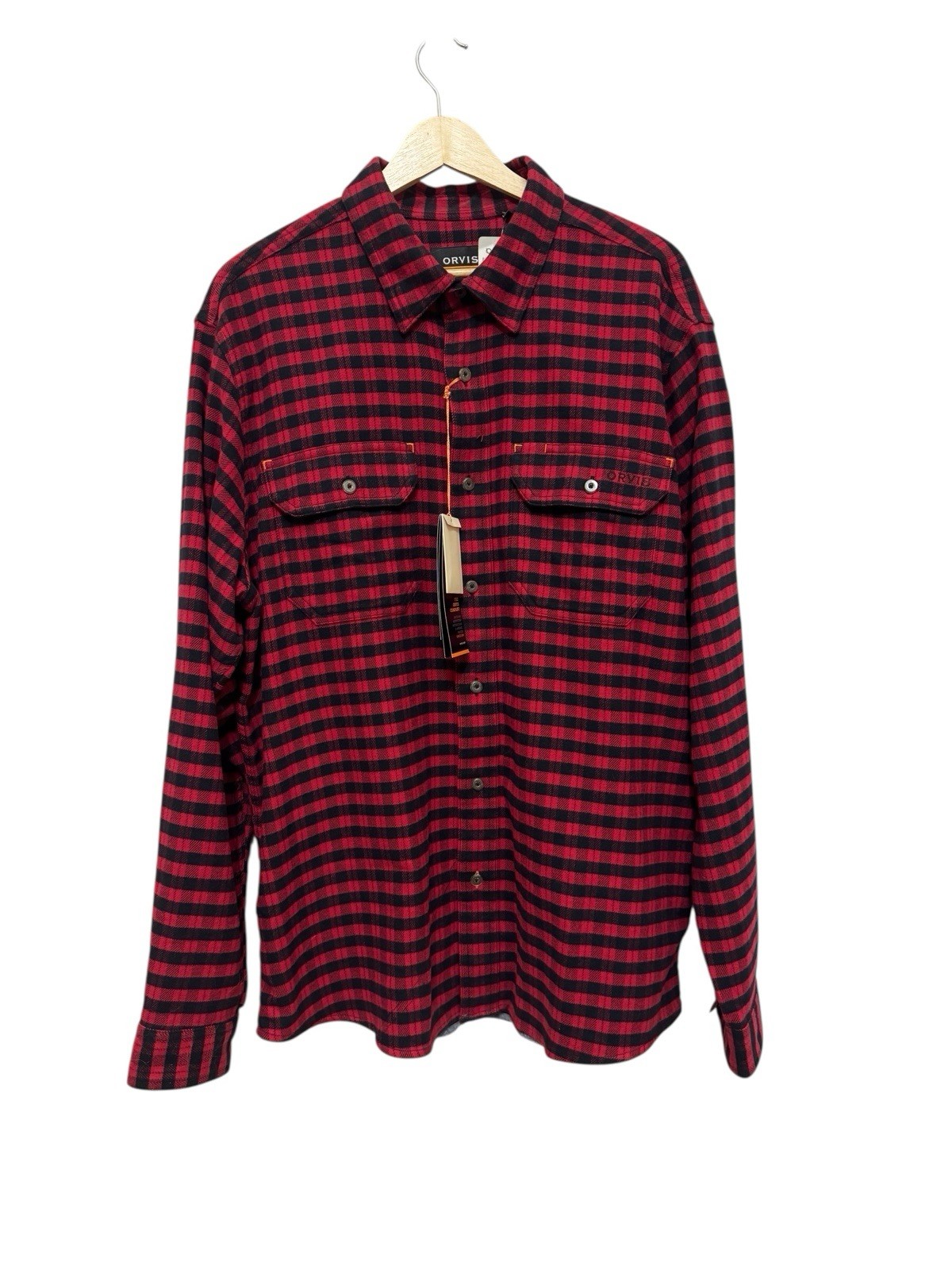 Orvis Red And Black Buffalo Plaid Heavyweight Outdoor Shirt Size L New