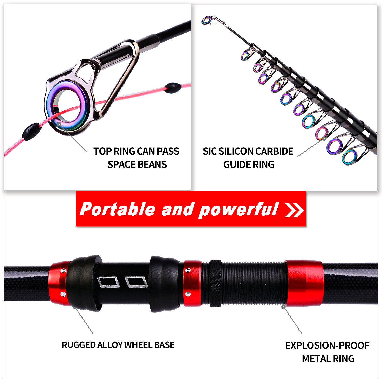 1.8-3.6M ultrashort Telescopic Fishing Rod Carbon Fiber Travel Sea Spinning Pole