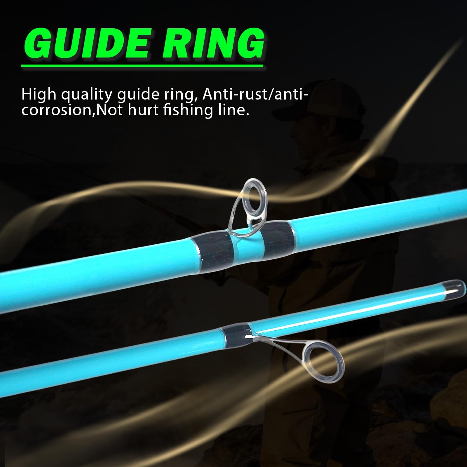 KingKatch 7’ Spinning Fishing Rod with 2 Tips, High Carbon Fiber Blank,