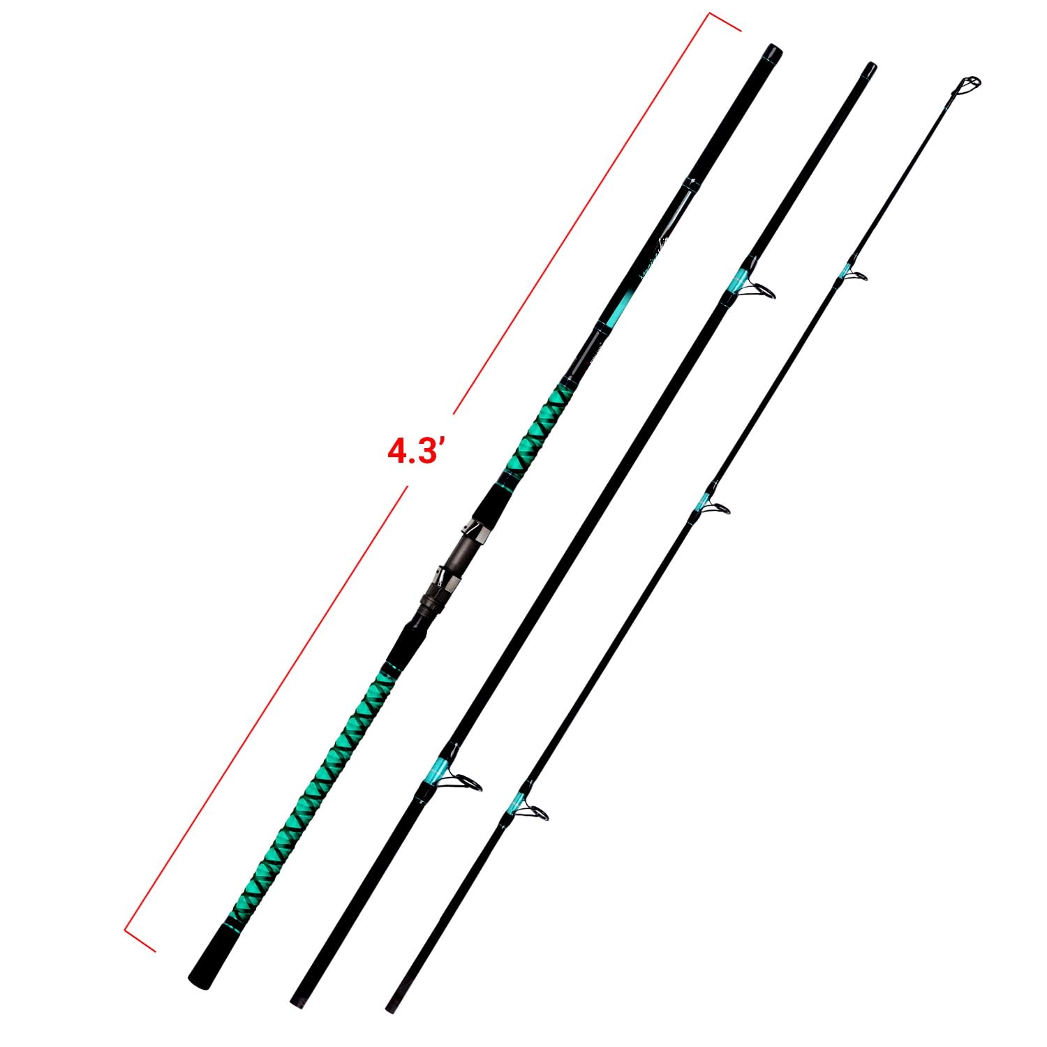 Fiblink Surf Fishing Rod Portable Travel Surf Spinning Rod 3 Piece Carbon Fiber