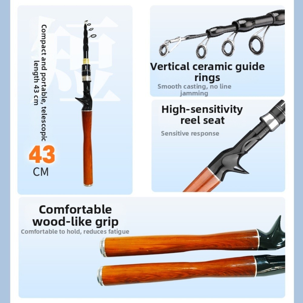 ML Telescopic Fishing Rod Carbon Fiber Foldable Spin and Casting 1 6M 1 8M for 2
