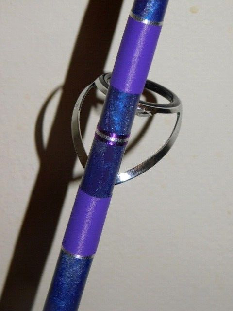CUSTOM SPINNING ROD 7 FT 20-40 LB PURPLE PEARL MARBLE NEW