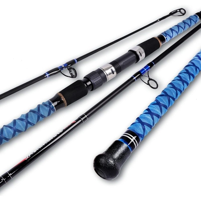 Lightweight 3 Piece Carbon Fiber Surf Fishing Rod Durable Spinning Travel Design