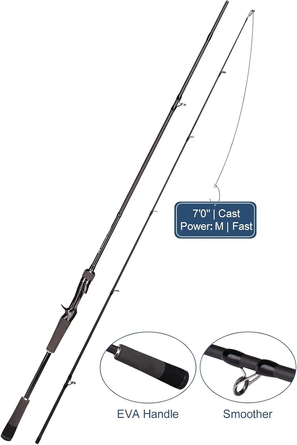 Carbon Fiber Fishing Rod 7 Ft Spinning & Casting Rods W/ Guides