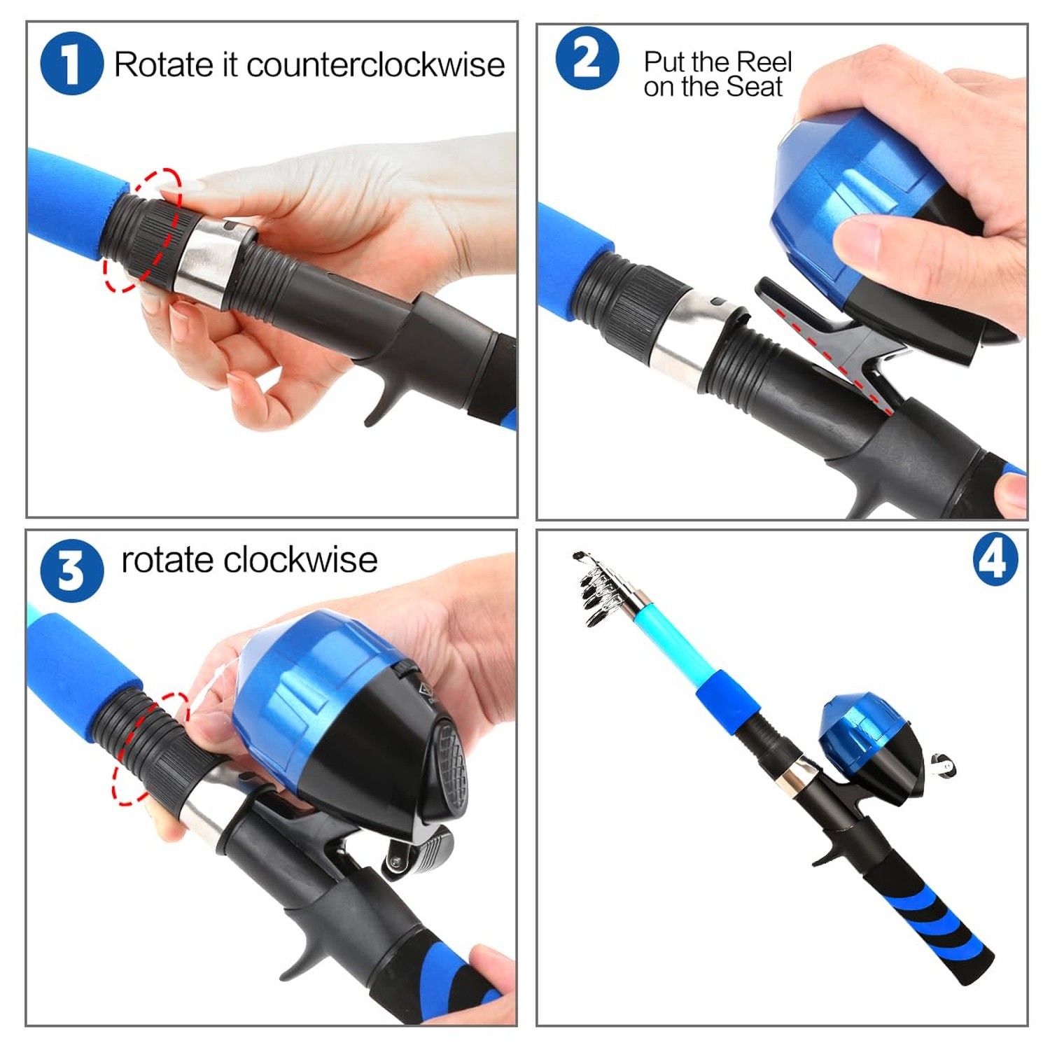 Collapsible Telescopic Fishing Rod and Reel Combo Push Button Small Fishing P…
