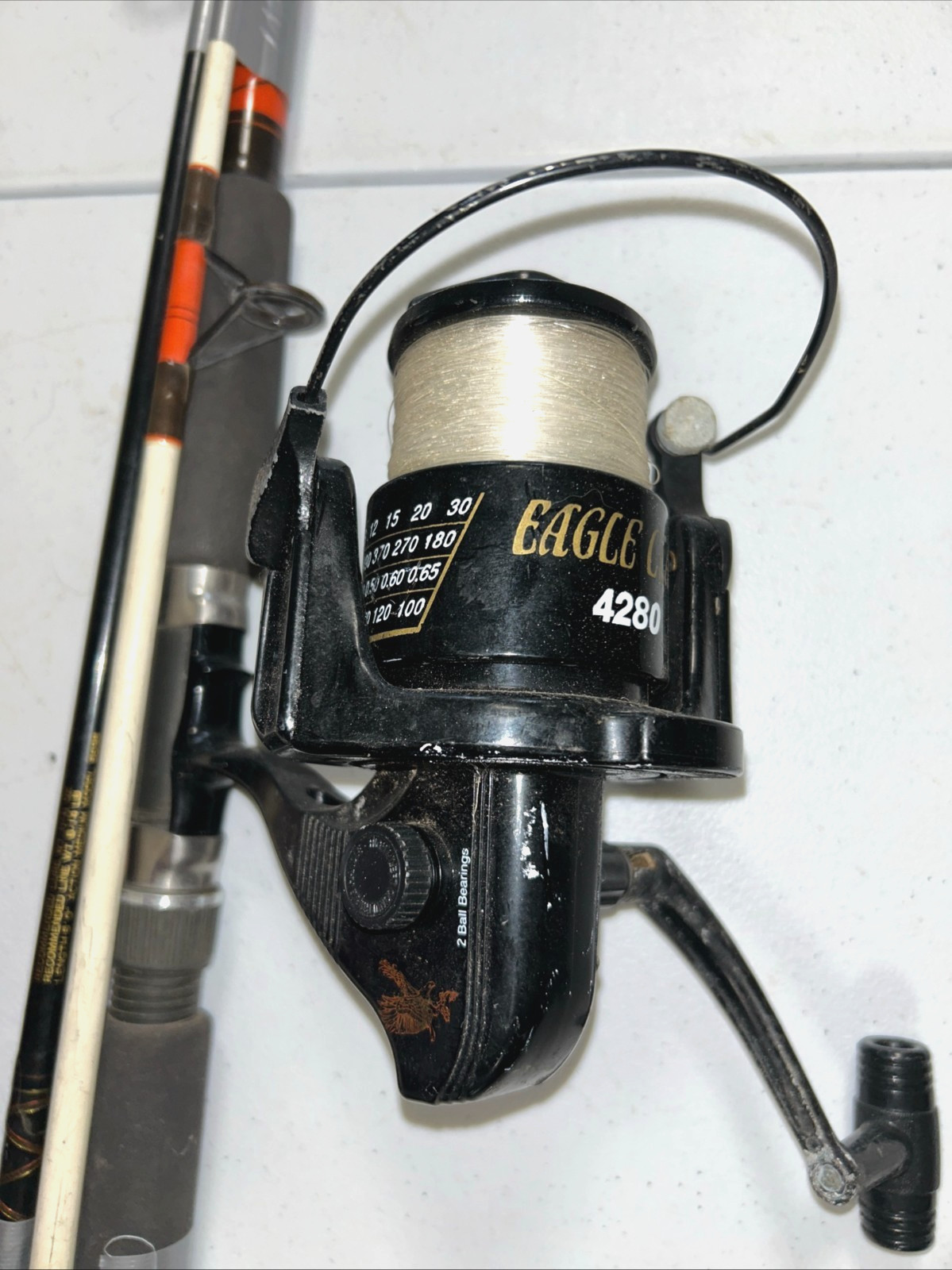 Vintage Drumstick Plus 9209 Eagle Heavy duty Fishing Rod & Eagle Claw 4280 Reel