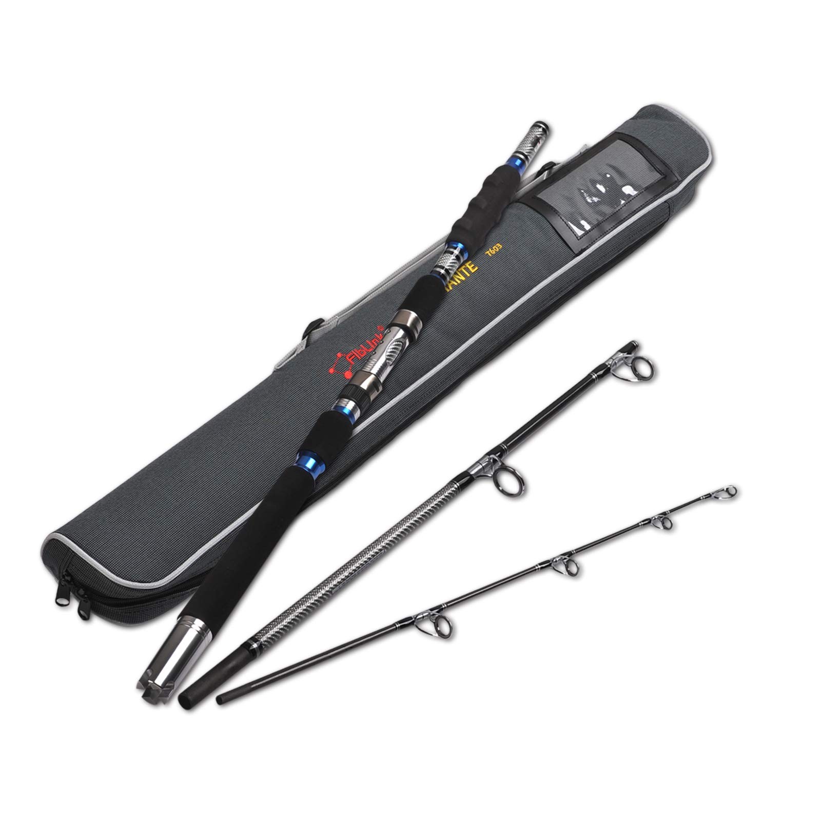 Fiblink 3-Piece Spinning Rod Heavy Spinning Fishing Rod Portable Fishing Rod Gra