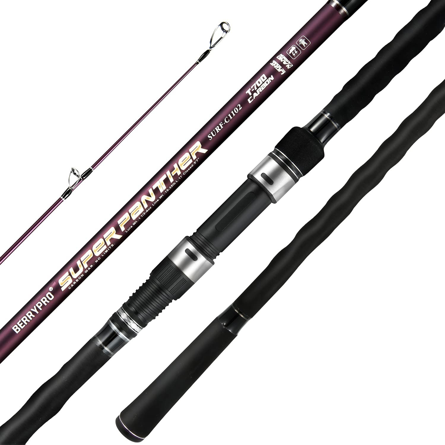 Berrypro Surf Spinning Rod Surf Casting Fishing Rod Carbon Fiber Travel Fishing