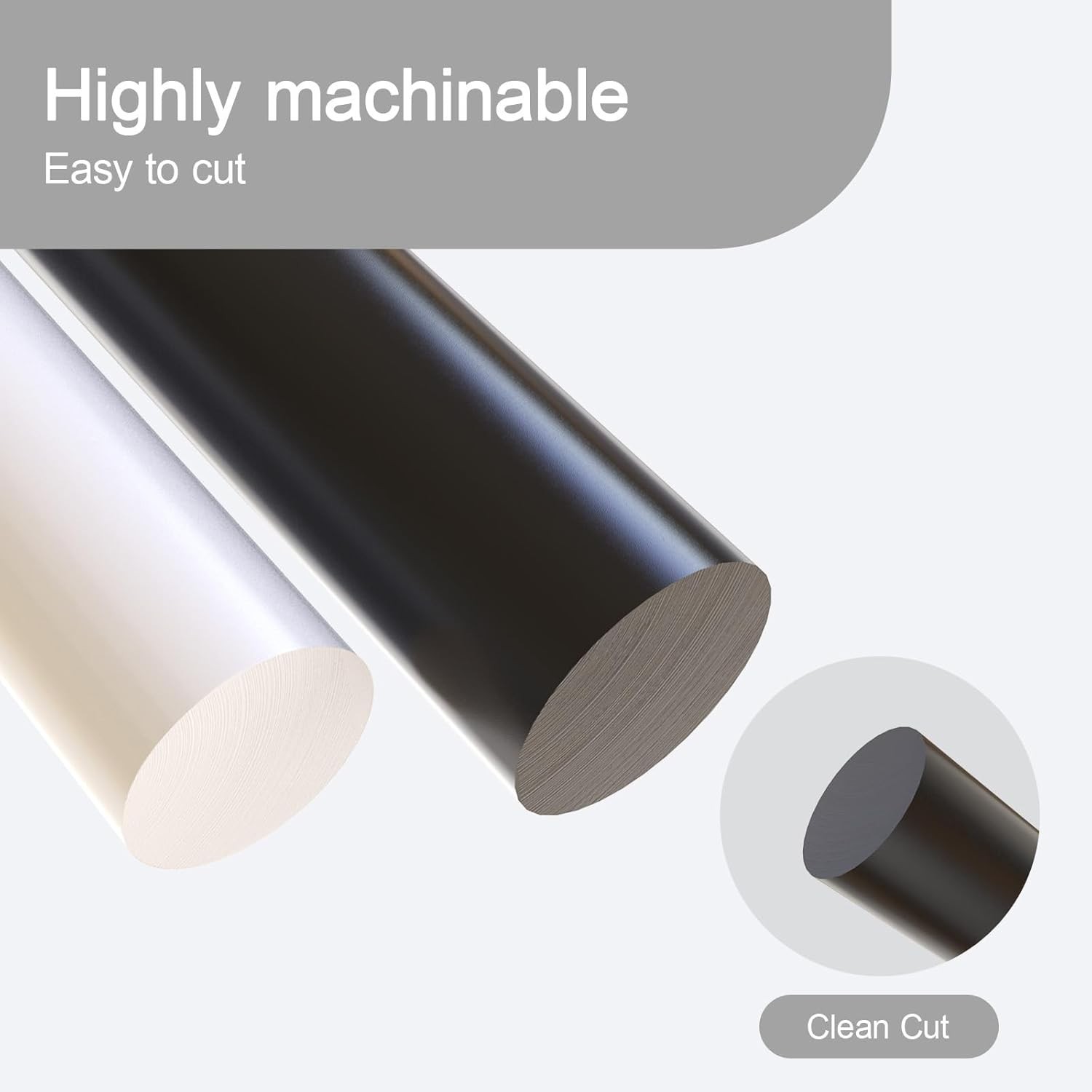Round Acetal Copolymer Rod 2×13 Inch POM Machinable Wear-Resistant