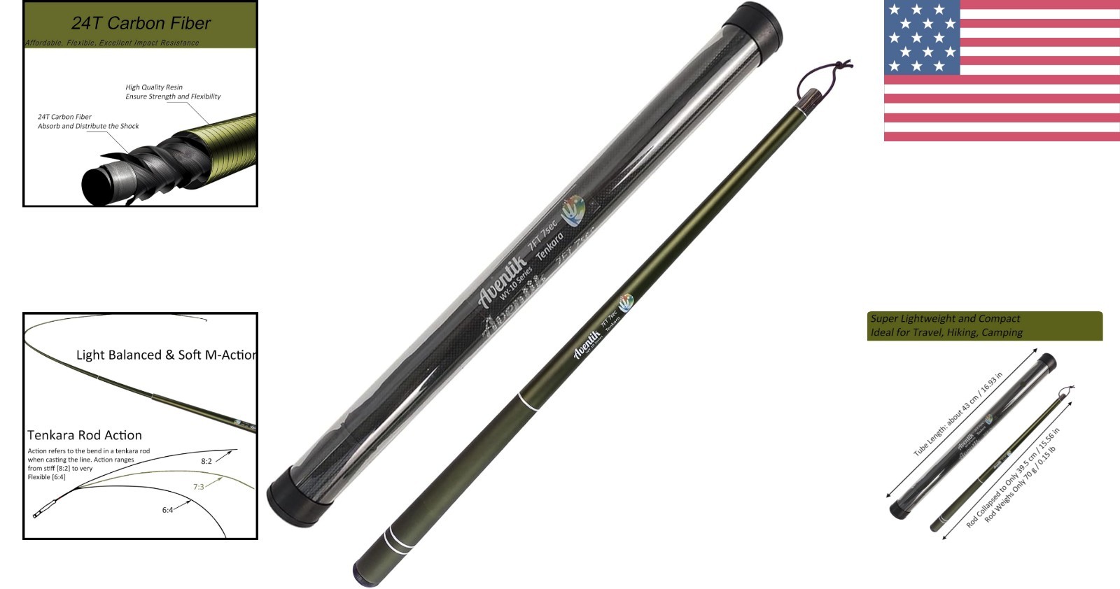 FreshStart 7ft/8ft Tenkara Rod Kit – Lightweight, Durable Beginner Fishing Rod