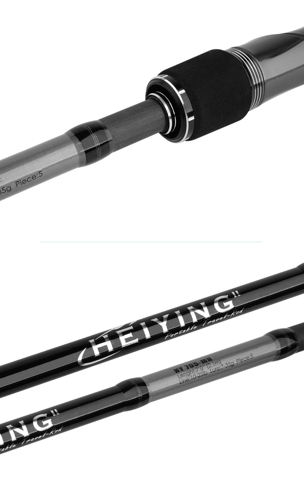 7FT 8FT Fishing Rods Spinning Rod Casting Carbon Fiber Rod 5 Section Sensitive