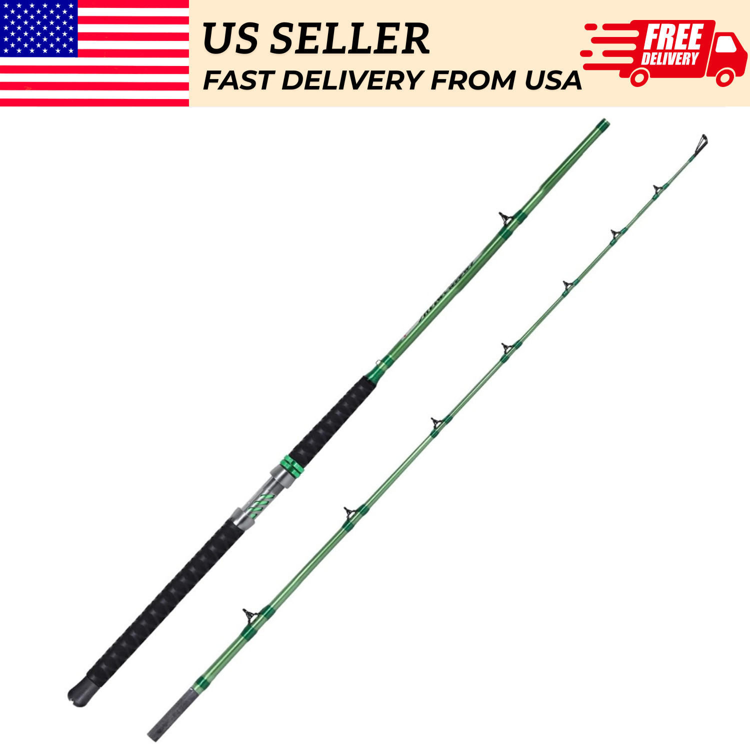 Fiblink 9′ Catfish Fishing Rod 2 Piece Extra Heavy Carbon Fiber Fast Action