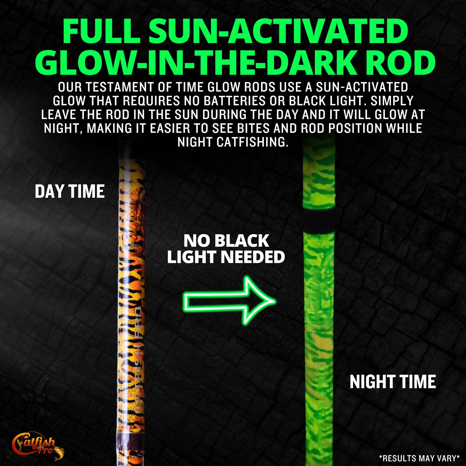 Catfish Pro Limited Edition The Tiger 7’6″ Glow-in-Dark Spinning Rod