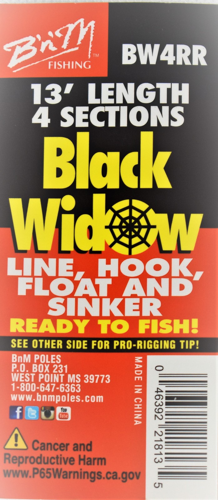 2 pack Pole Black Widow Ready Rig 13ft Telescopic Panfish Pole