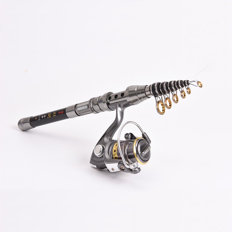 Carbon Fiber Telescopic Fishing Rod Travel Spinning Pole Sea Freshwater Portable