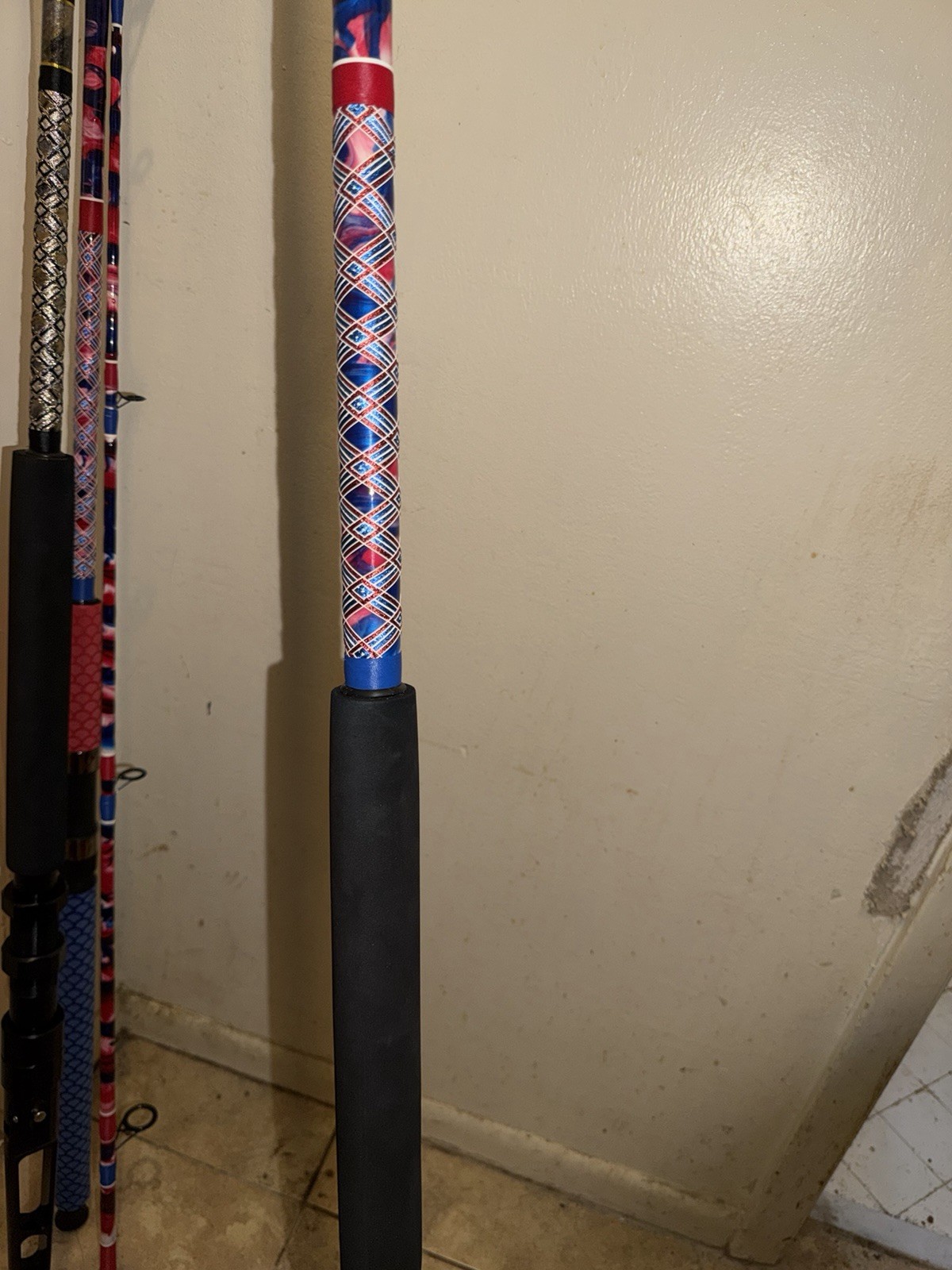 CUSTOM SHARK ROD 9 FT RED, WHITE.BLUE 80-130- LB STUART UB-4 NEW