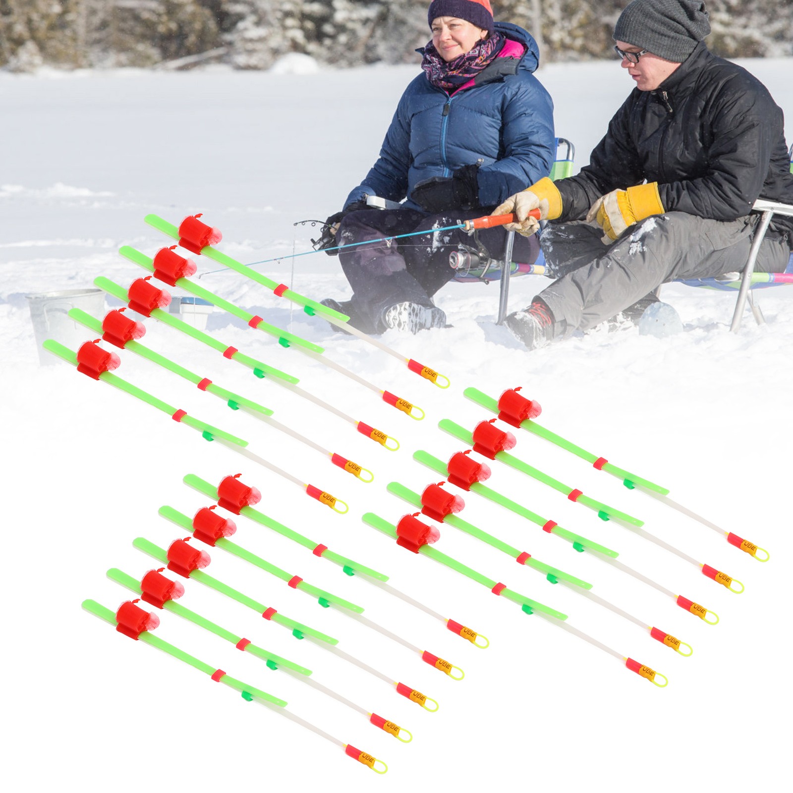 ­15 Pcs Ice Fishing Rod Top Rod Tip Winter Fishing Pole Sheet Pole End Double