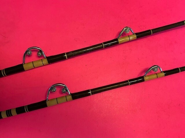 VINTAGE CUSTOM BUILT 7 FOOT IGFA 20 OR 30 POUND CLASS FISHING RODS MATCHING PAIR