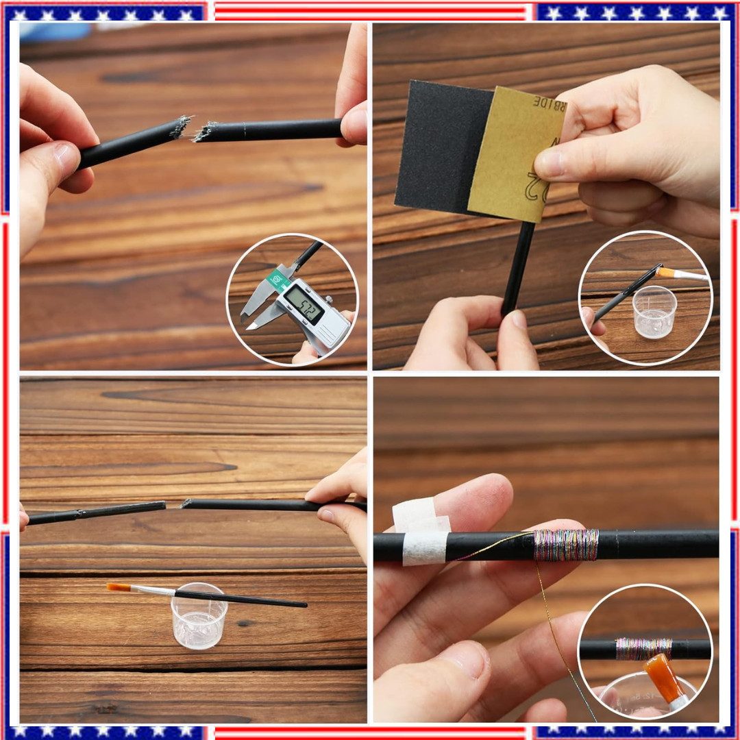 Fishing Rod Repair Kit Complete with Accesssories, Carbon Fiber Stick Fishing Po