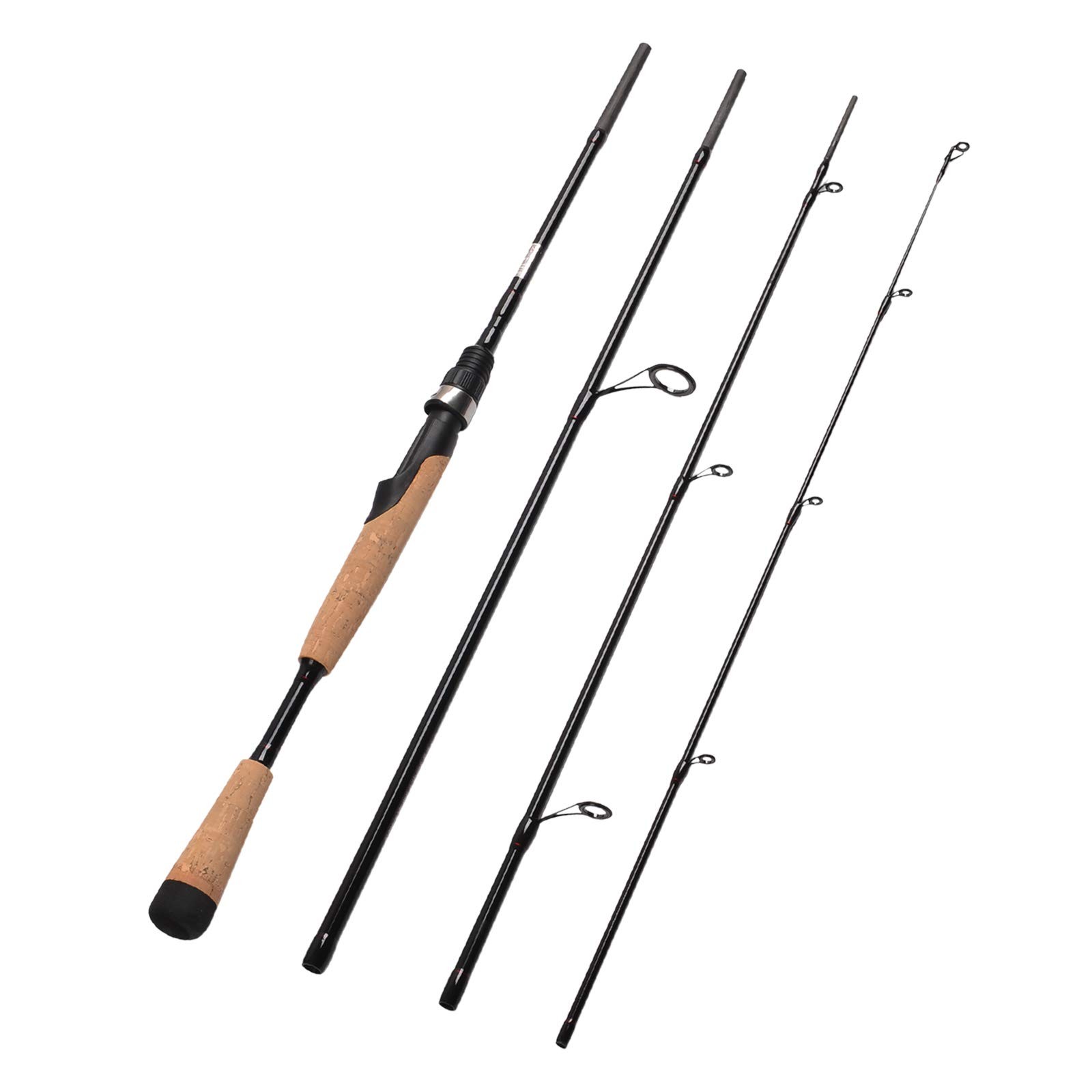 4-Piece Portable Carbon Spinning Fishing Rod, Medium, 6’6″