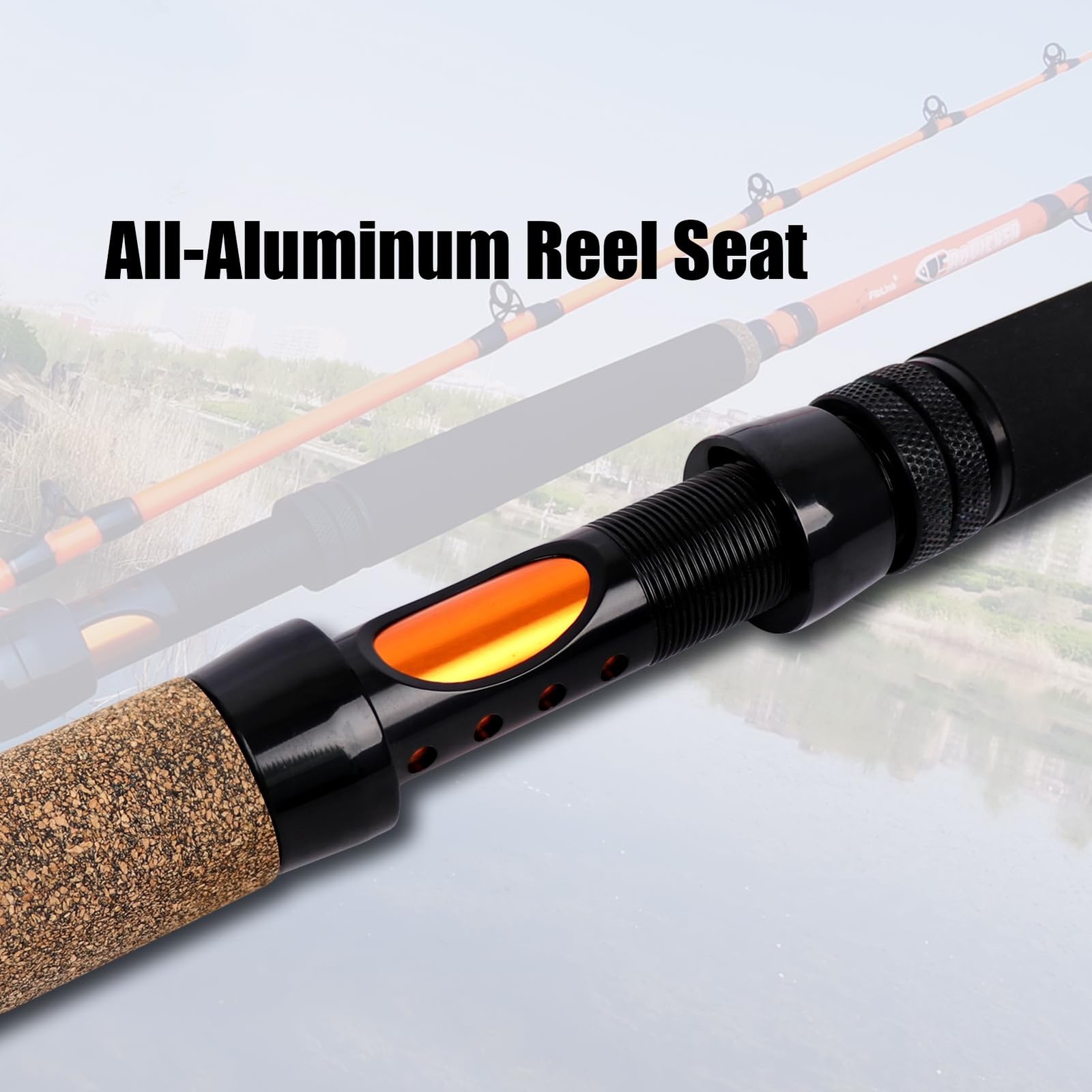 Fiblink Catfish Fishing Rods, 2 Piece Catfishing Pole, Medium X-Large, Orange