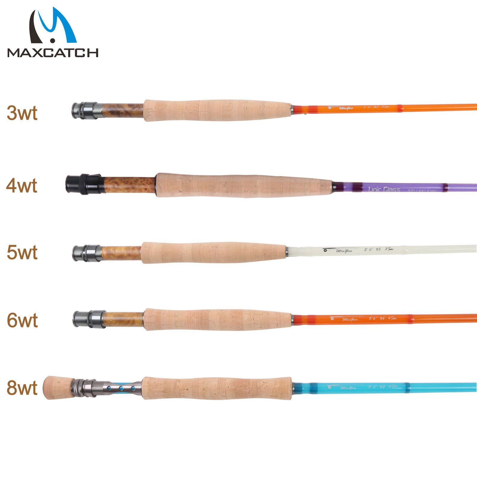 Maxcatch Fiberglass Fly Fishing Rod: 3wt/4wt/5wt/6wt/8wt/10wt Medium-fast Action