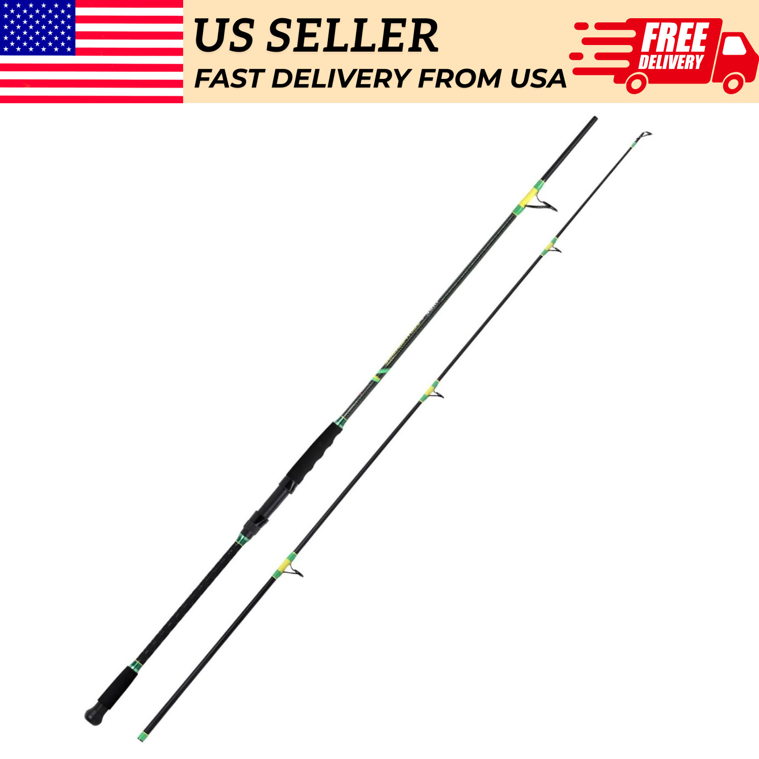 Fiblink 9FT 2-Piece Spinning Rod Saltwater Surf Fishing Carbon Fiber