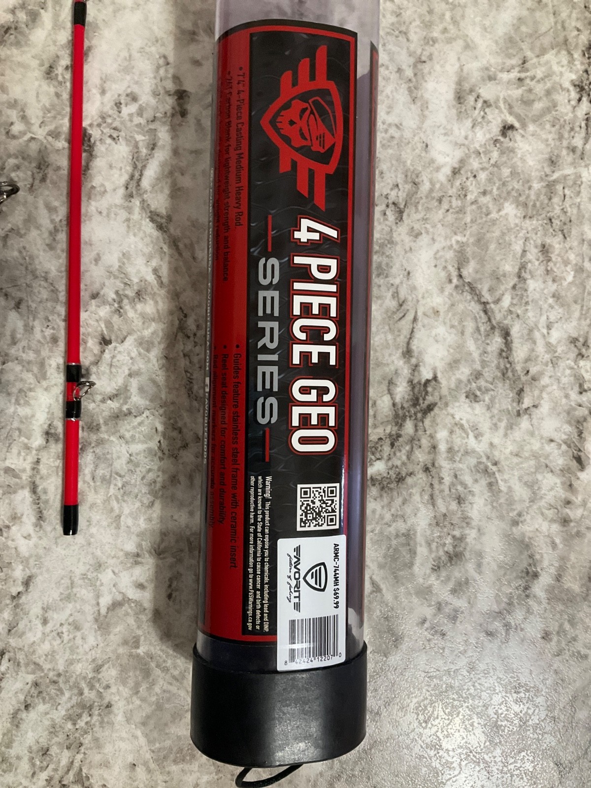 Favorite ARM724MH PBF Army 7′ 2″Medium Heavy GEO Casting Rod, 4pc Travel Rod.