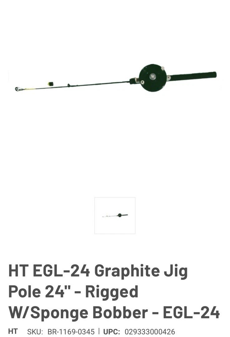 HT EGL-24 Graphite Jig Pole 24″ – Rigged W/Sponge Bobber