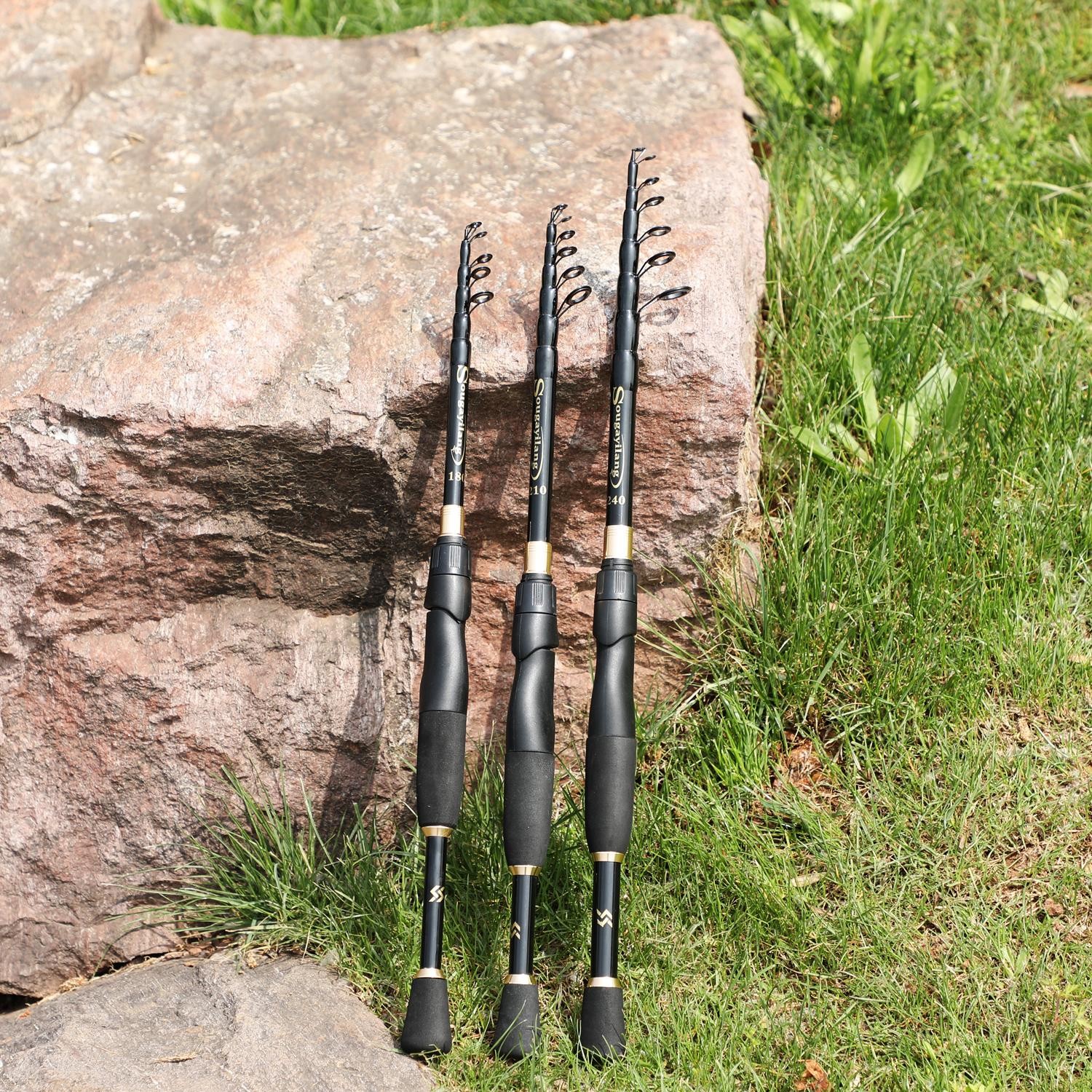 Sougayilang Telescopic Fishing Rod Carbon Fiber Ultralight Spinning Pole 1.8-2.4