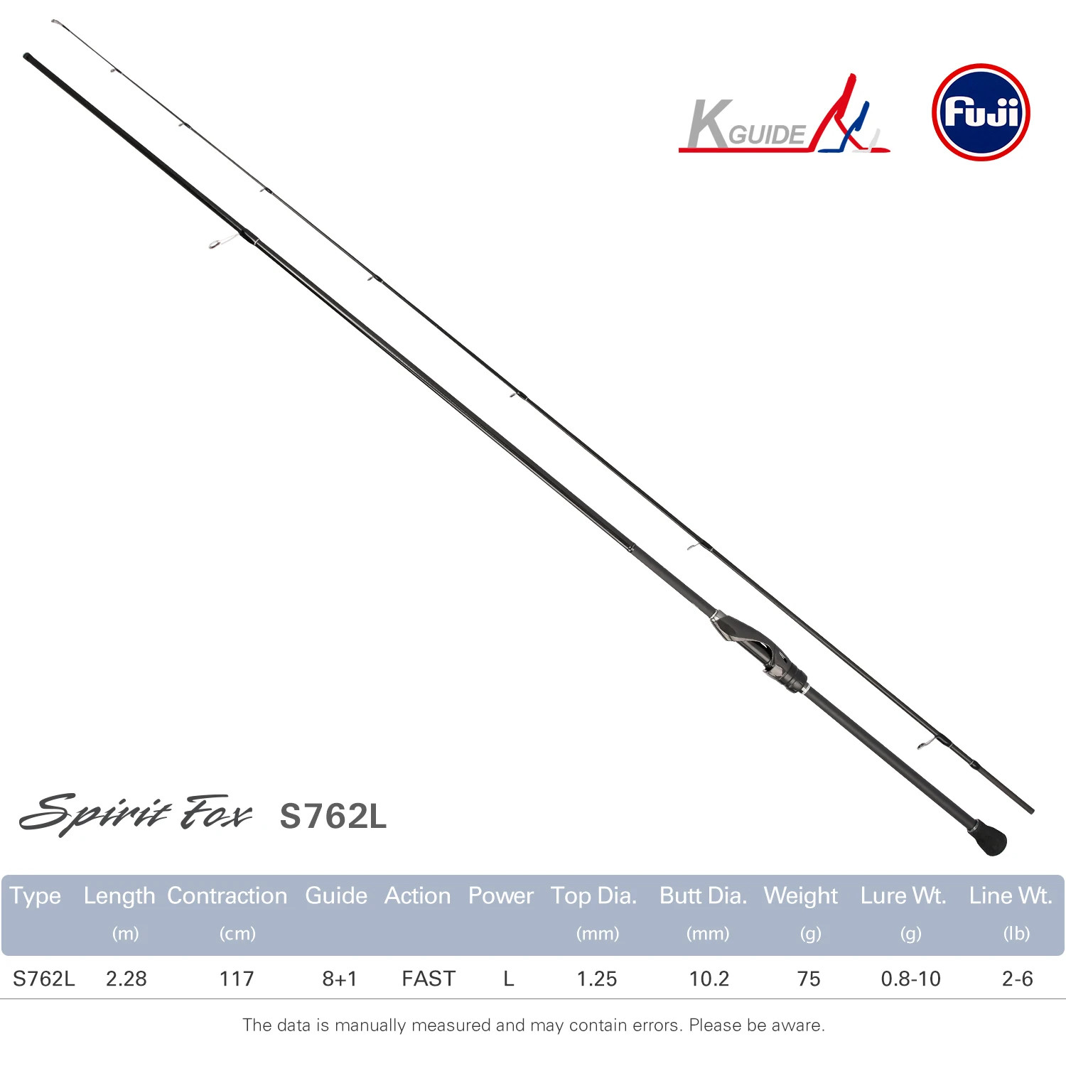Spirit Fox 2.08M 2.28M 2.44M Light Game Fishing Rod S762L S802L FUJI 2 Section F