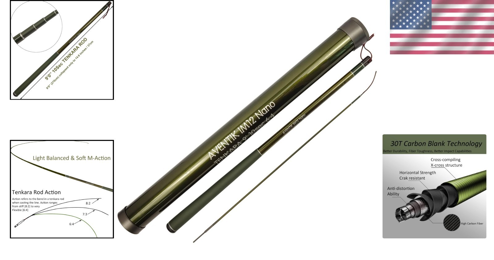 Versatile Tenkara Fly Rod – 9ft Carbon Build for Trout & Beyond, Extra Sections