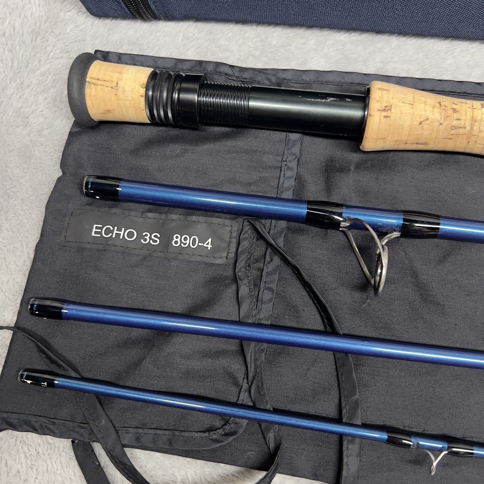 ECHO E3S-ti 8wt. 9’ft Fly Rod Saltwater Titanium Guides Blue 4 Piece Case
