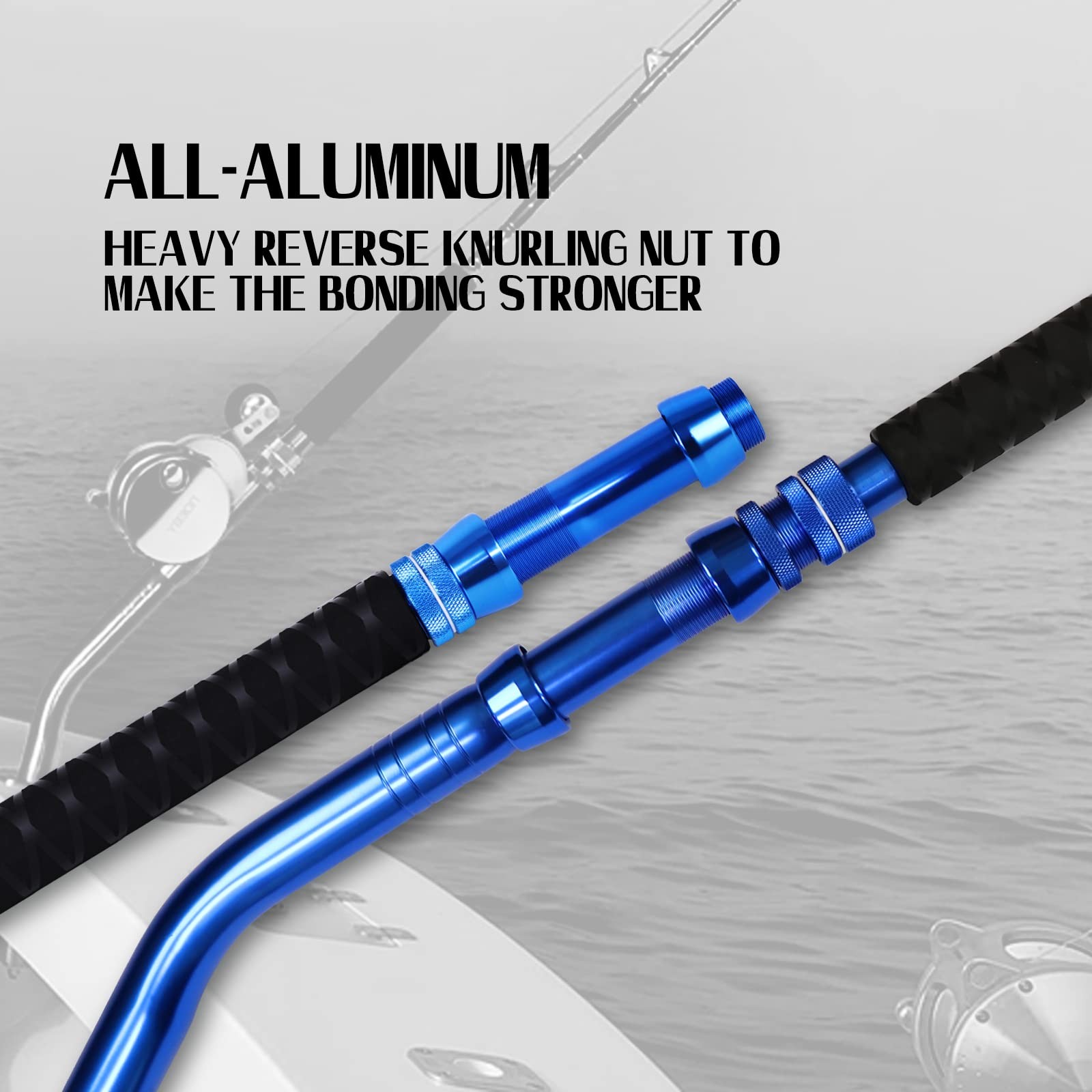 Fiblink Bent Fishing Rod 2-Piece Saltwater Trolling Heavy Roller Offshore Rod