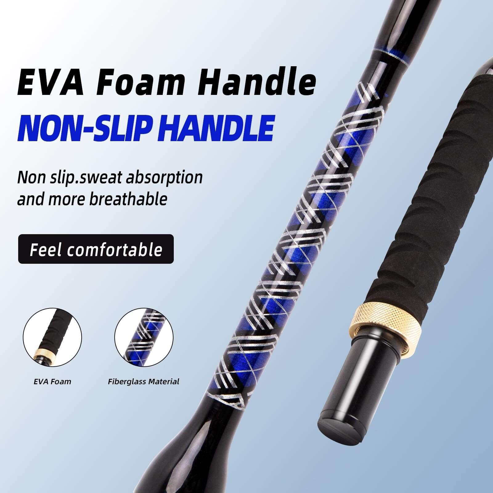 Bent Butt Fishing Rod, Deep Sea Fishing Pole with Swivel Tip for Saltwater an…
